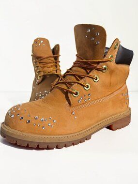 Timberland Wheat Rhinestone Custom 6-Inch Boots Women 6.5 One of One